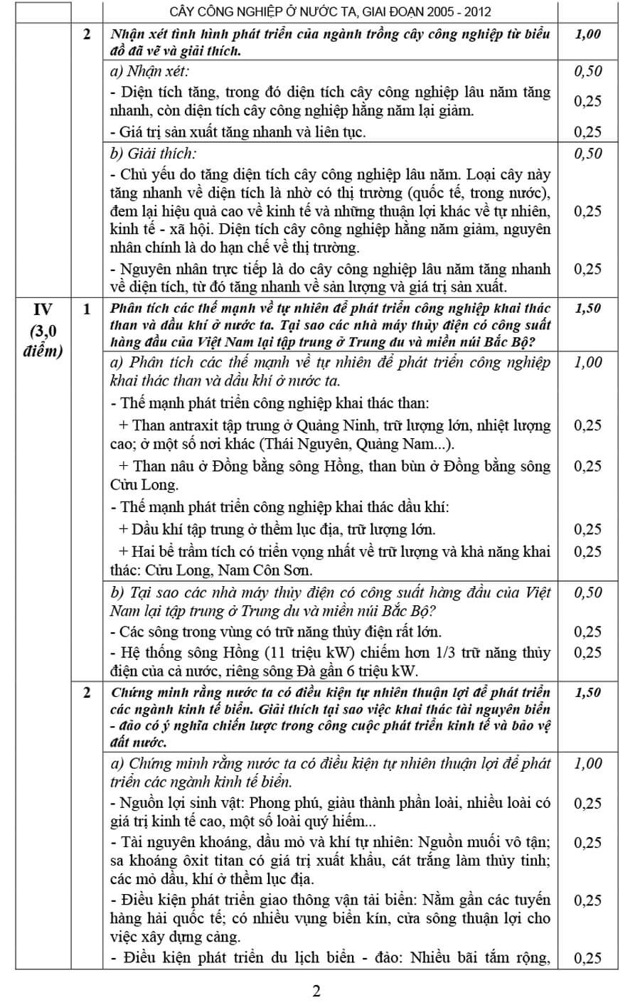Đ&aacute;p &aacute;n đề thi m&ocirc;n Địa l&yacute; tốt nghiệp THPT quốc gia năm 2015