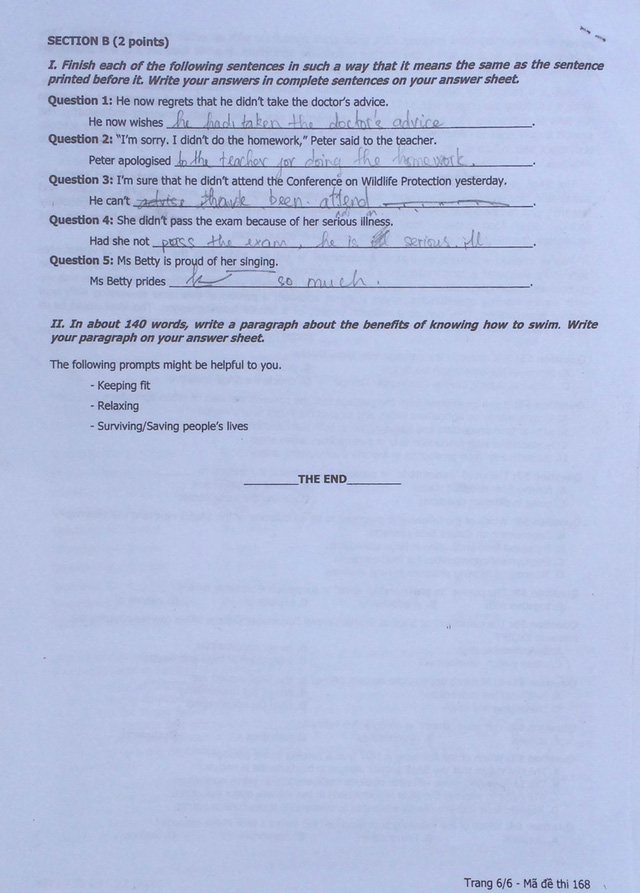 Đề thi môn Tiếng Anh tốt nghiệp THPT quốc gia 2016