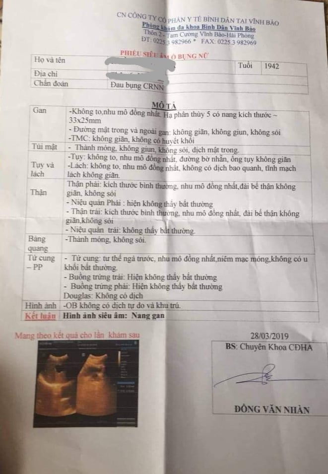 Kết quả siêu âm của cụ T.