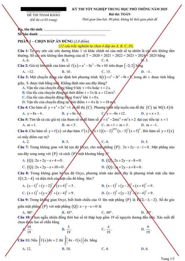 đề thi giả mạo