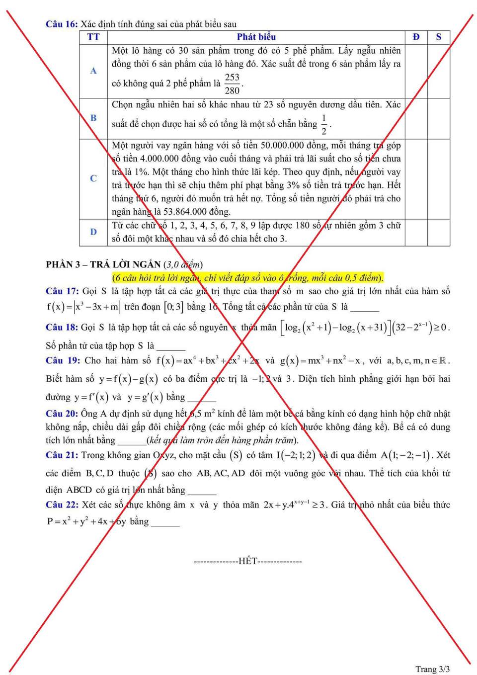 đề thi giả mạo