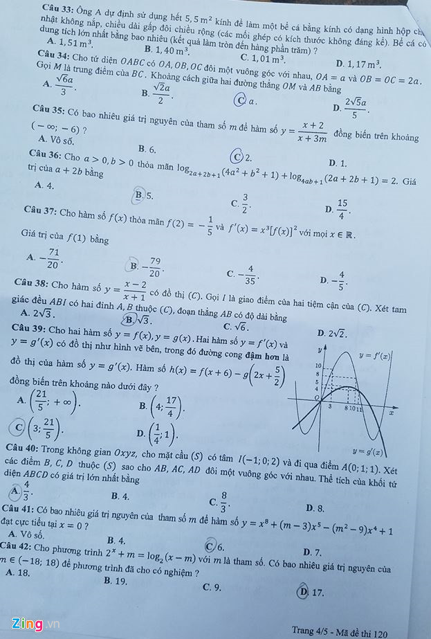 M&atilde; đề To&aacute;n 120