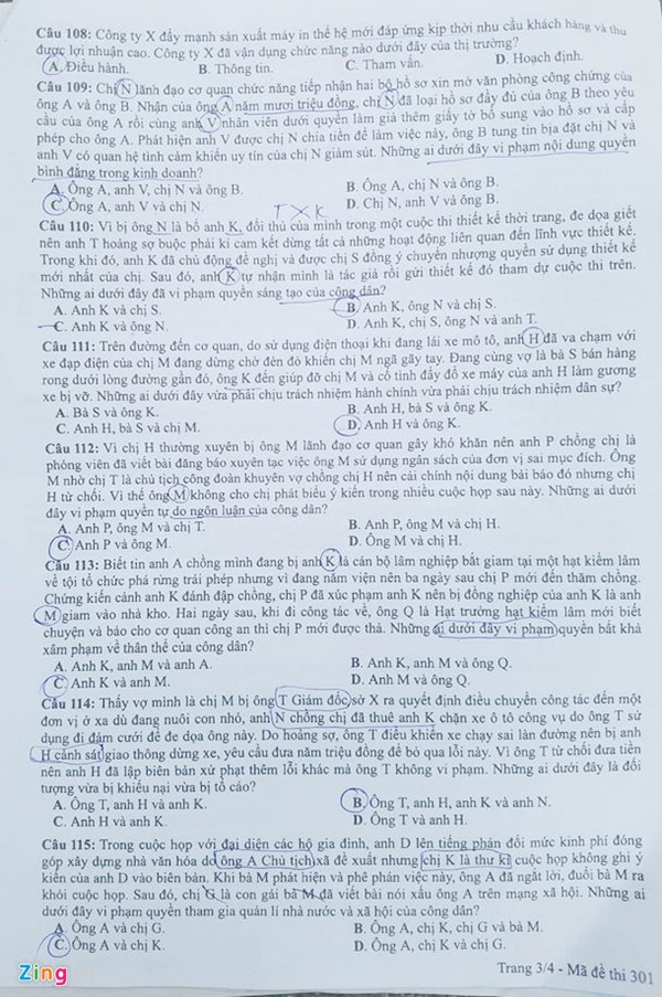 Đề thi môn GDCD THPT Quốc gia 2018