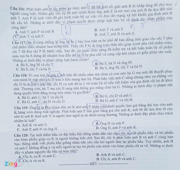 Đề thi môn GDCD THPT Quốc gia 2018