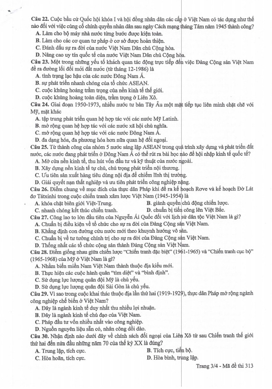 Đề thi môn Địa lý THPT Quốc gia 2017