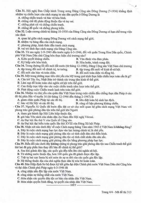 Đề thi môn Địa lý THPT Quốc gia 2017