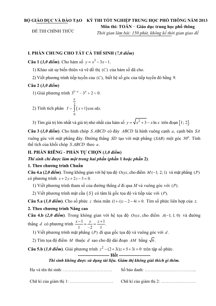 de-thi-mon-toan-nam-2013