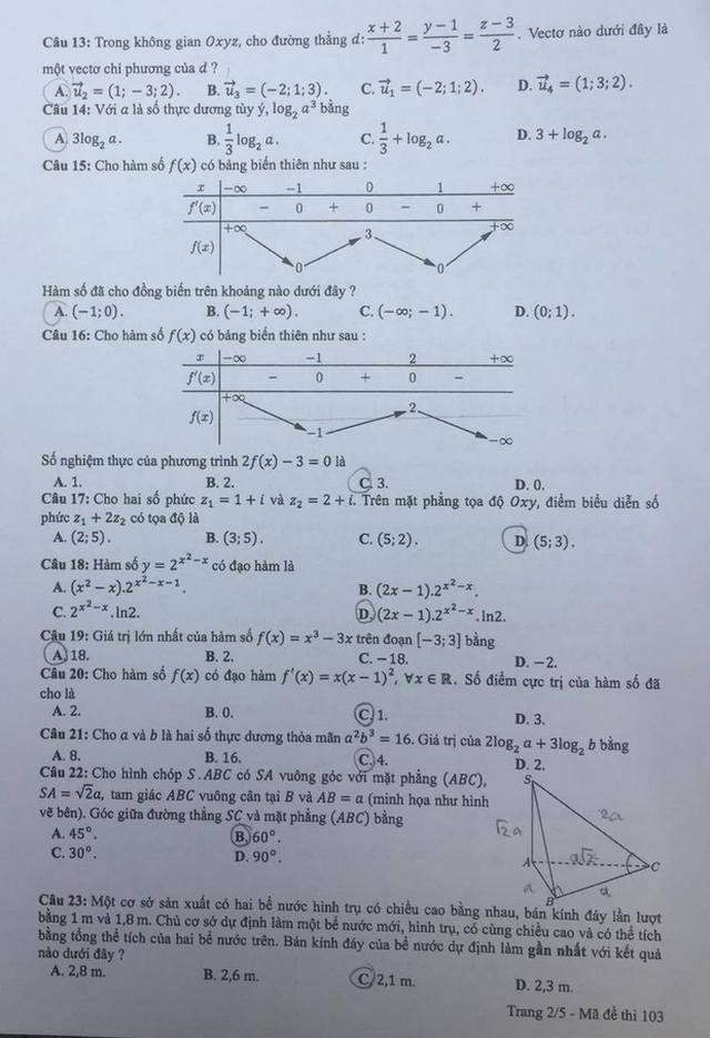 Đề thi m&ocirc;n To&aacute;n