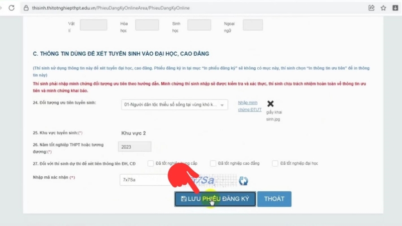 hướng dẫn đăng k&yacute; thi tốt nghiệp thpt 2024