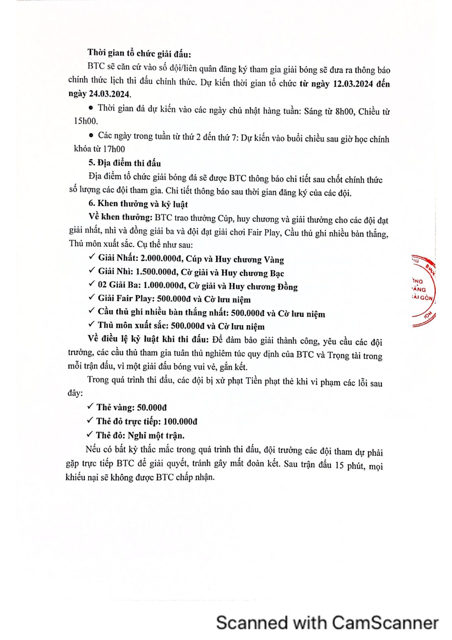 kế hoạch tổ chức bóng đá nam sinh viên lần 2