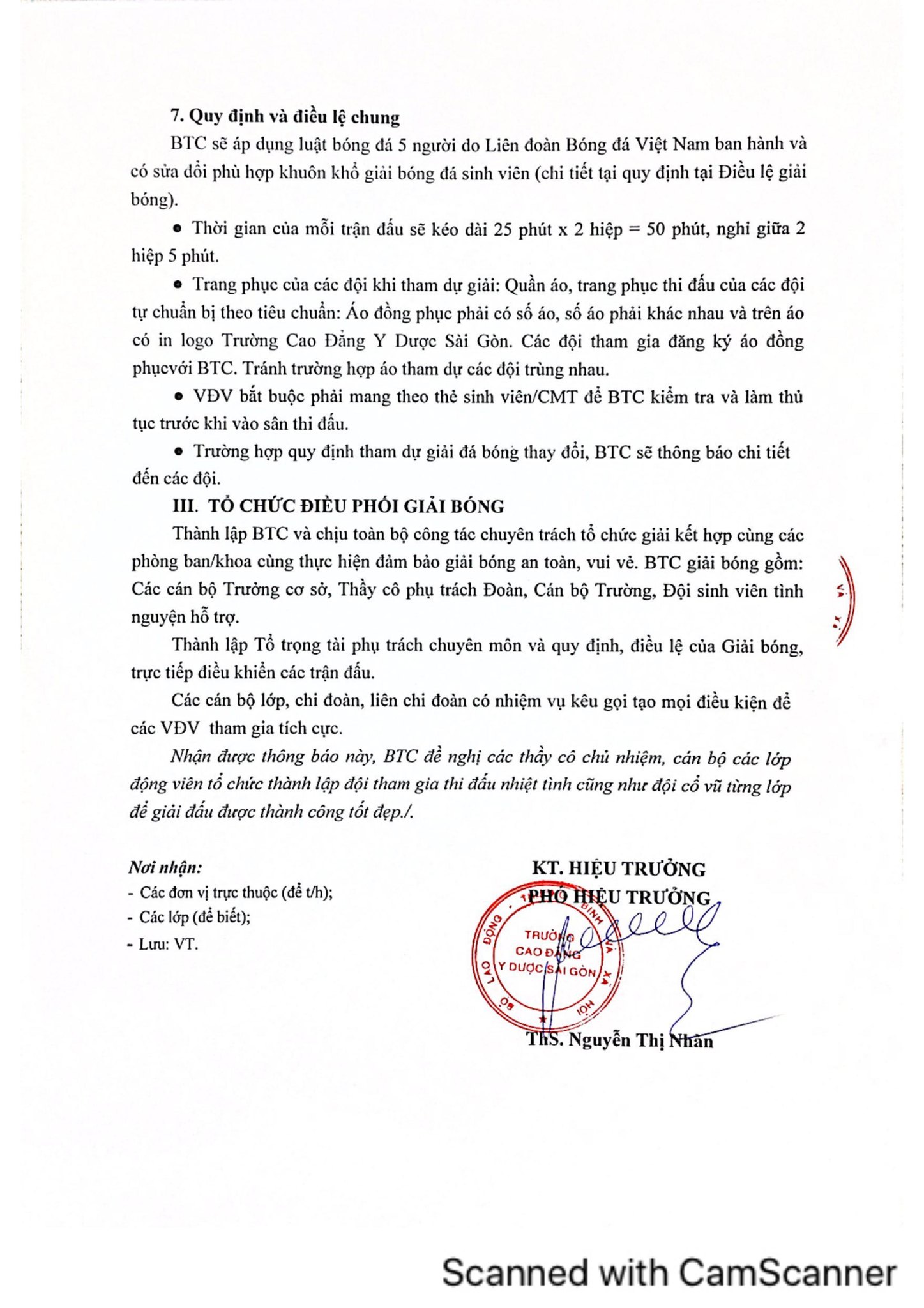 kế hoạch tổ chức bóng đá nam sinh viên lần 2