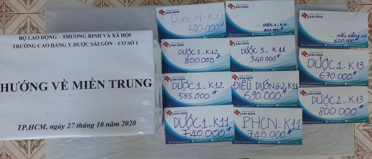 Trường Cao đẳng Y Dược S&agrave;i G&ograve;n chung tay ủng hộ đồng b&agrave;o Miền Trung