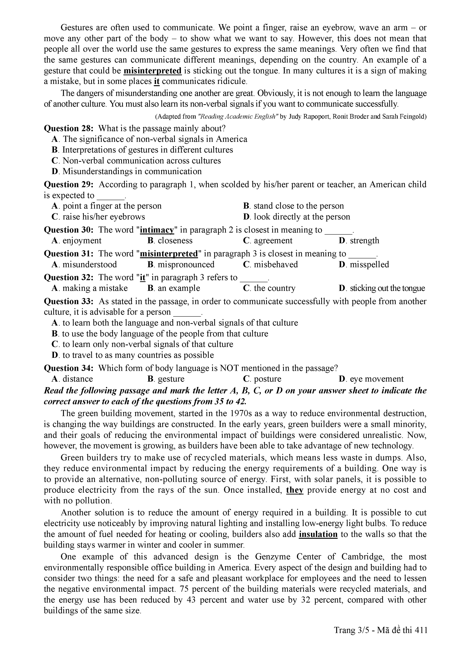 Đề thi môn Tiếng anh THPT Quốc gia 2018