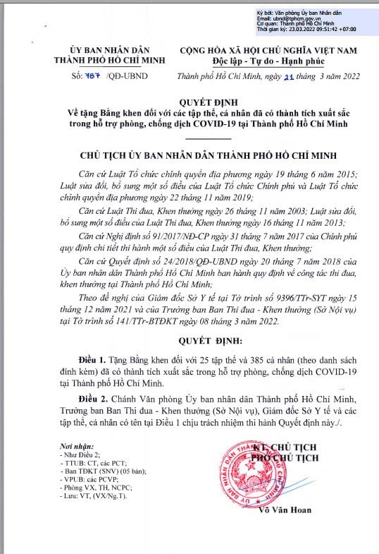 Trường Cao đẳng Y Dược Sài Gòn trao tặng bằng khen cho các tập thể, cá nhân có thành tích xuất sắc trong công tác phòng, chống dịch Covid – 19